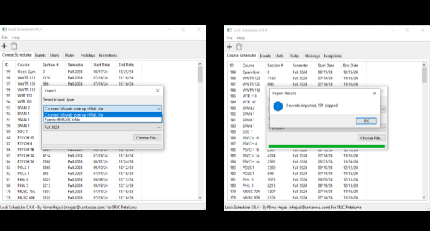 An exported PDF schedule produced by Lock Scheduler.